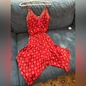 2/15 Xhilaration Orange and White Patterned Dress